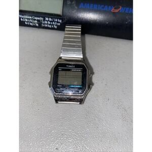 Timex Indiglo Digital Wristwatch Silver Stainless Steel Water-Resistant